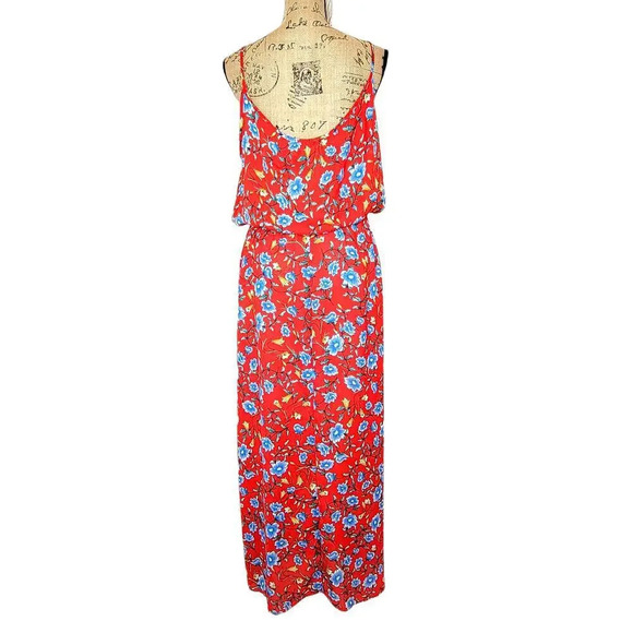 VERSE Womens Floral Boho Blouson Spaghetti Strap Maxi Dress Size XL Red Blue - Picture 3 of 16